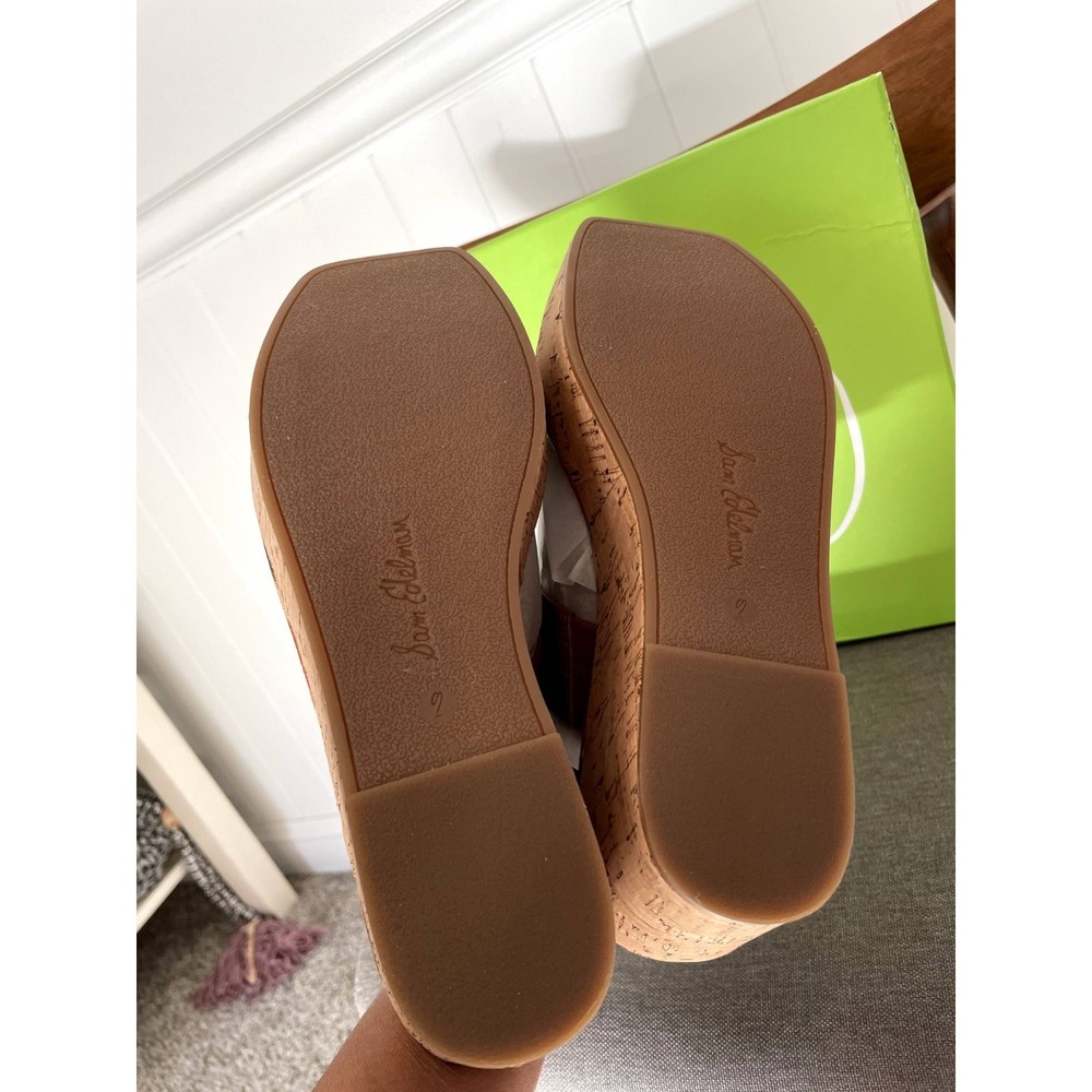 Sam Edelman Alissa Saddle Leather Cork Wedge Sandals size 9M NEW with box - Picture 9 of 12
